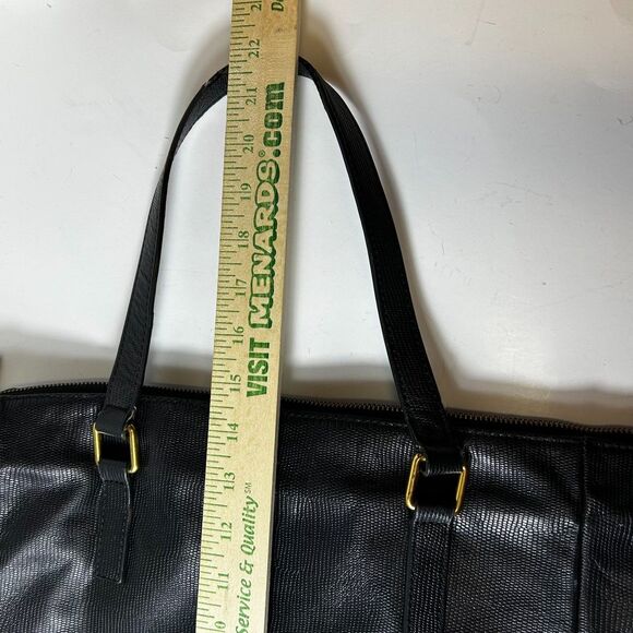 Marc By Marc Jacobs Black Reptile Textured Leather Dual Handle Tote Bag - Picture 12 of 13